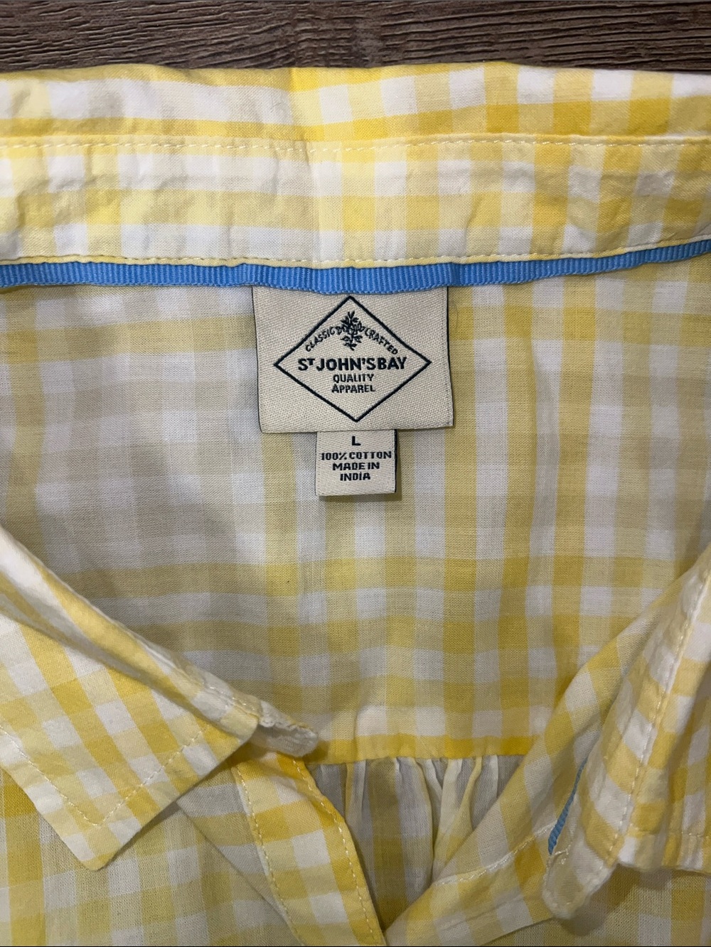 100% cotton Yellow and White Gingham Button-Up Shirt - Picture 3 of 6